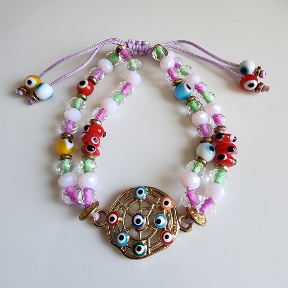 Multicolor Evil Eye Beaded Bracelet - Picture 1 of 5